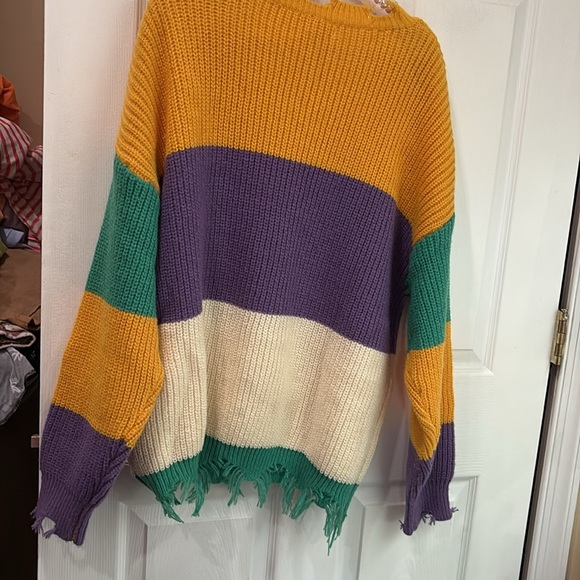 POL new colored stripe distressed comfy sweater - Picture 5 of 7